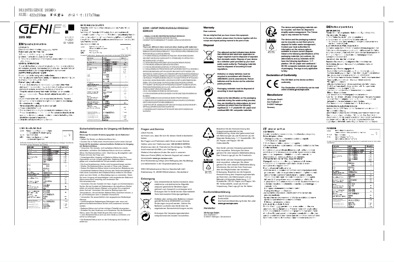 Image de la première page du manuel de l'appareil 205 MD