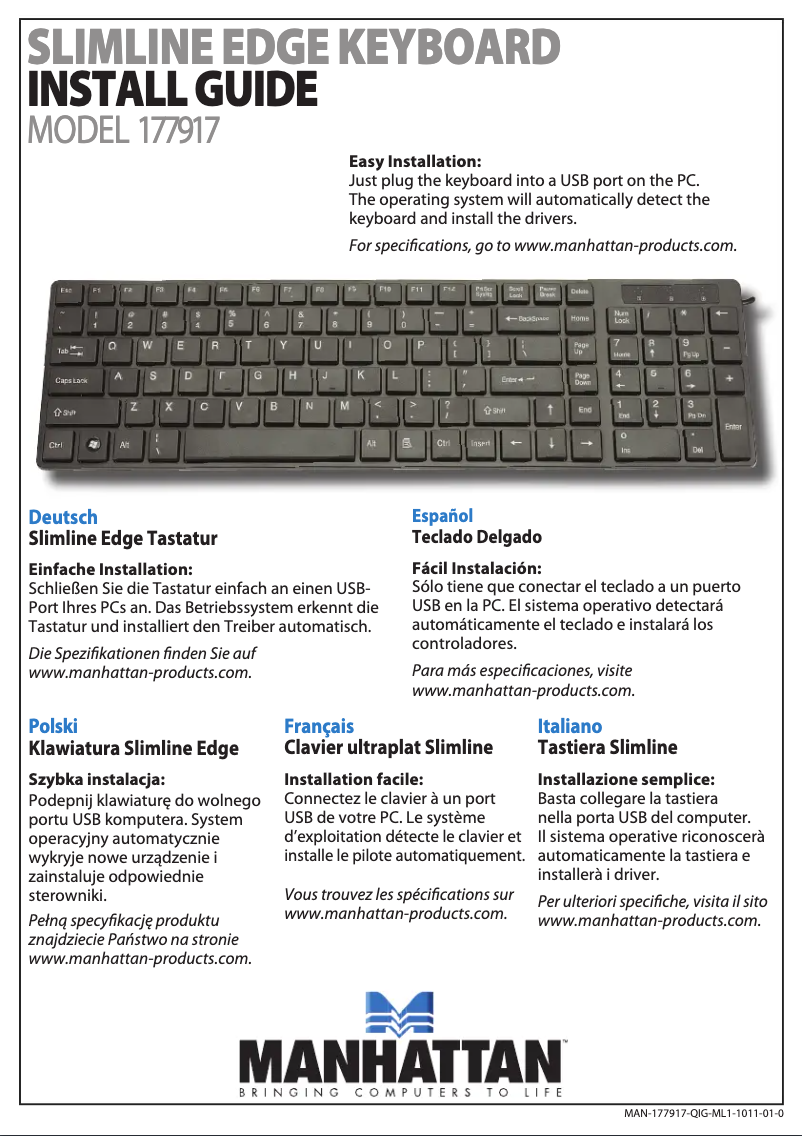 Page 1 de la notice Manuel utilisateur Manhattan 177917