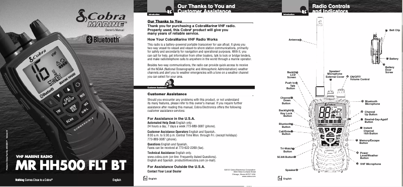 Page 1 de la notice Manuel utilisateur Cobra MR HH500 FLT BT