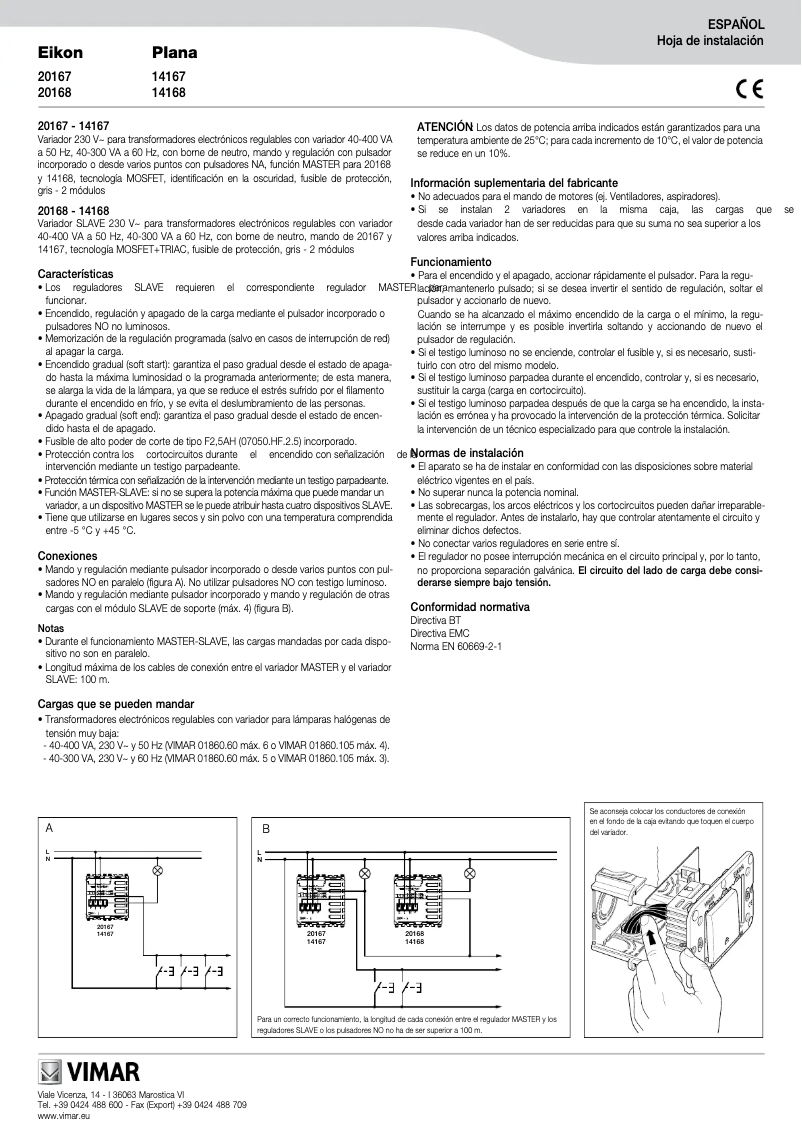 Page n°1 - Manuel utilisateur Vimar 20168.B