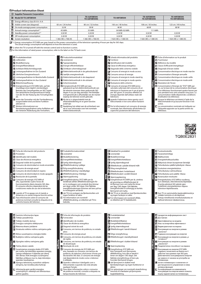 Imagen de la primera página del manual del dispositivo TX-32FSW504