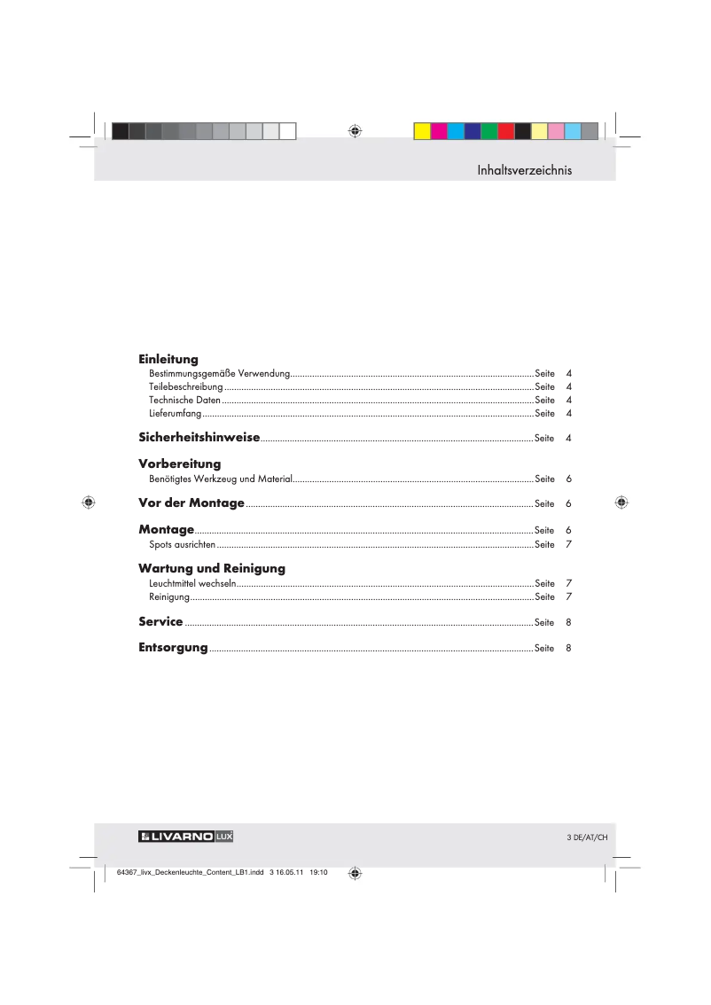 Page 1 de la notice Manuel utilisateur Livarno Lux IAN 64367