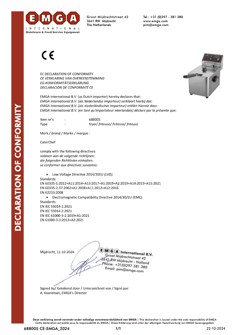 Page 1 de la notice Manuel utilisateur CaterChef 688005