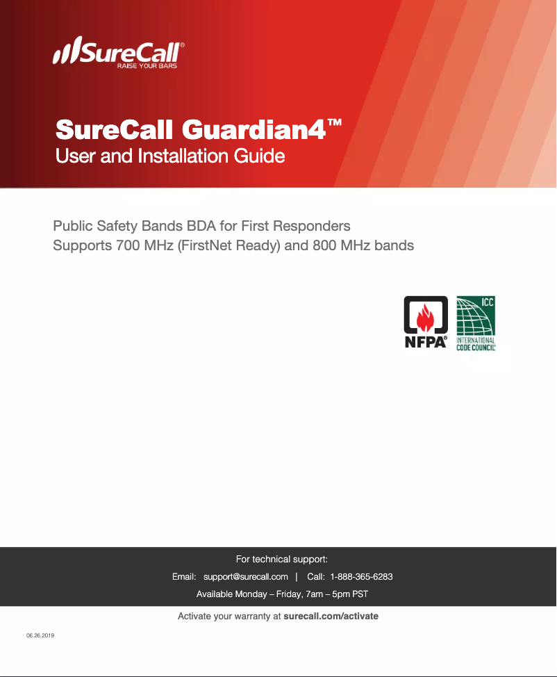 Page n°1 - Manuel utilisateur SureCall Guardian 4