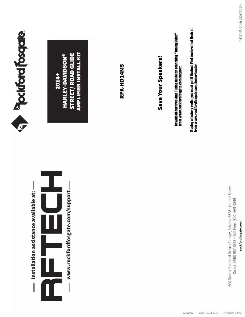 Page n°1 - Manuel utilisateur Rockford Fosgate RFK-HD9813