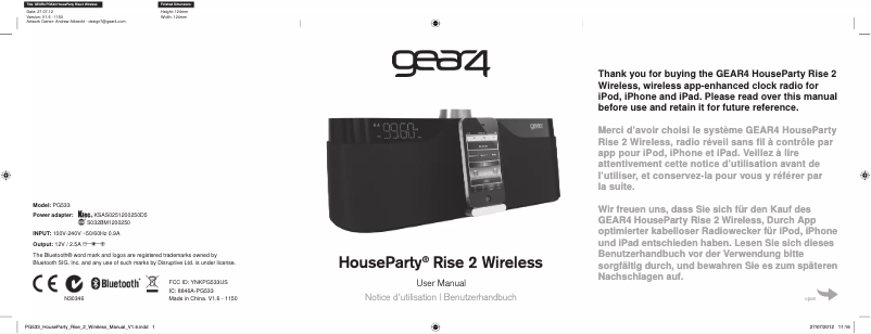 Image de la première page du manuel de l'appareil HousePart Rise 2 Wireless