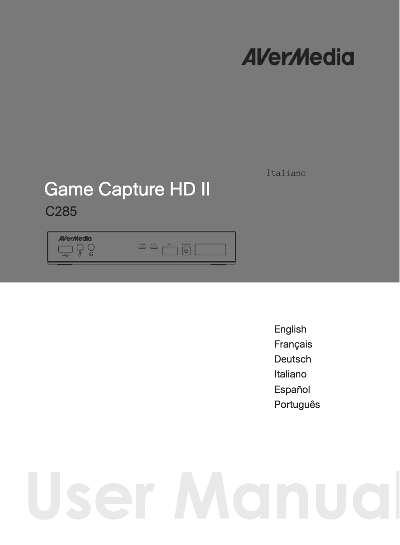 Page n°1 - Manuel utilisateur AVerMedia Game Capture HD II