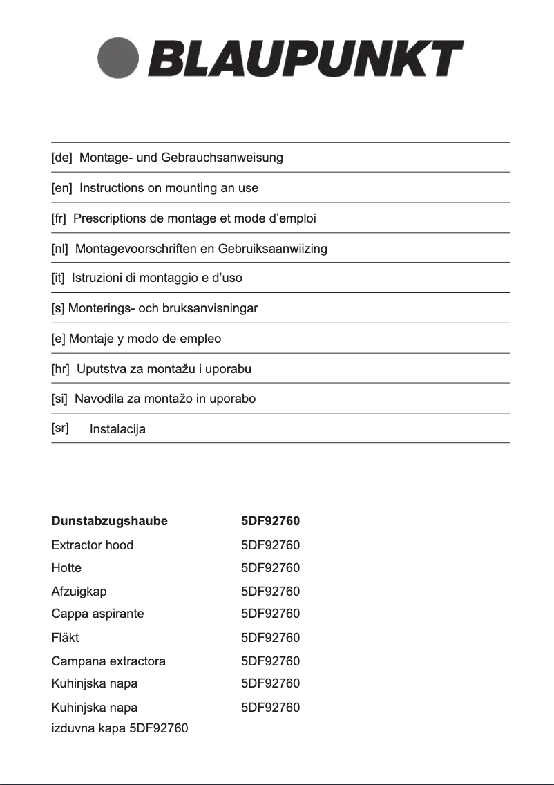 Página 1 del manual Guía de instalación Blaupunkt 5DF92760
