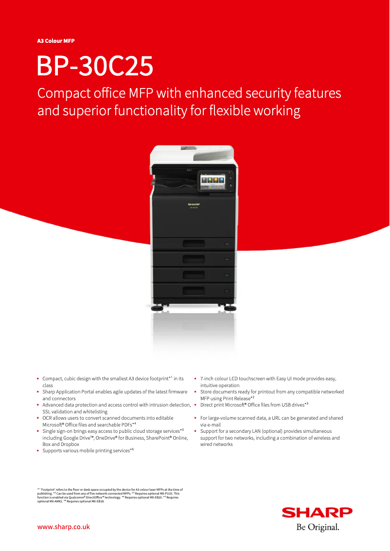 Page n°1 - Fiche technique Sharp BP-30C25