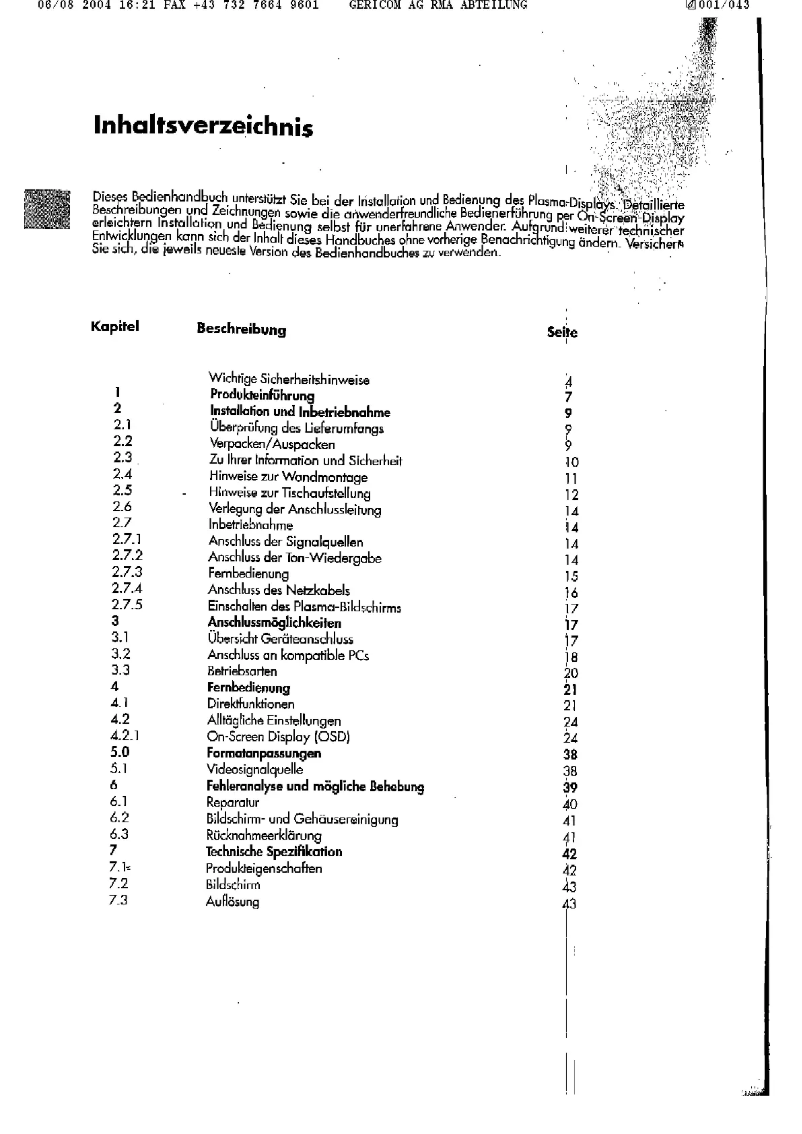 Image de la première page du manuel de l'appareil GTV4201