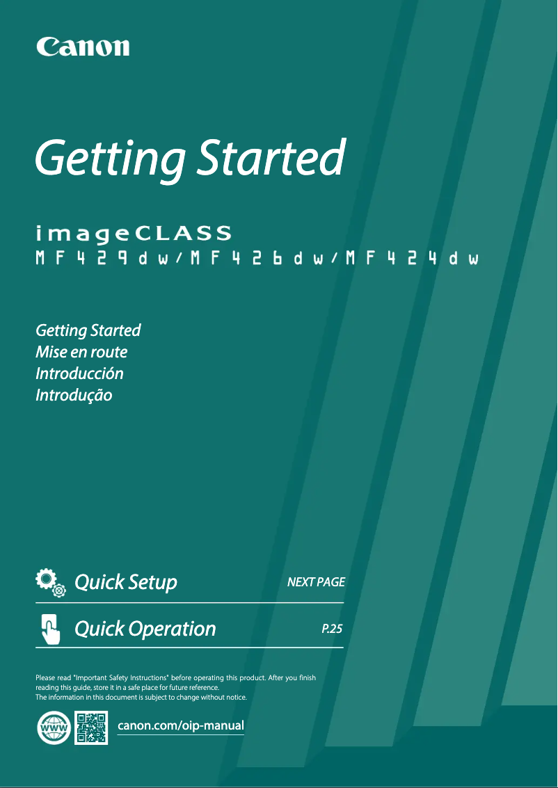 Image de la première page du manuel de l'appareil imageCLASS MF426dw