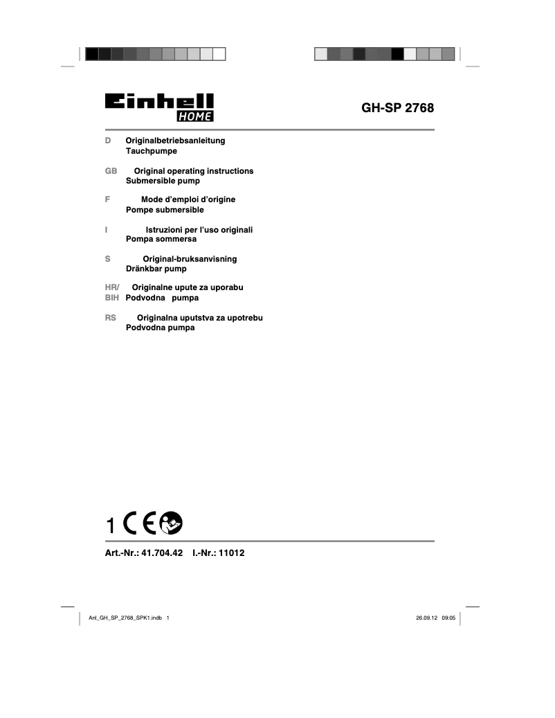 Page 1 de la notice Manuel utilisateur Einhell GC-SP 2768