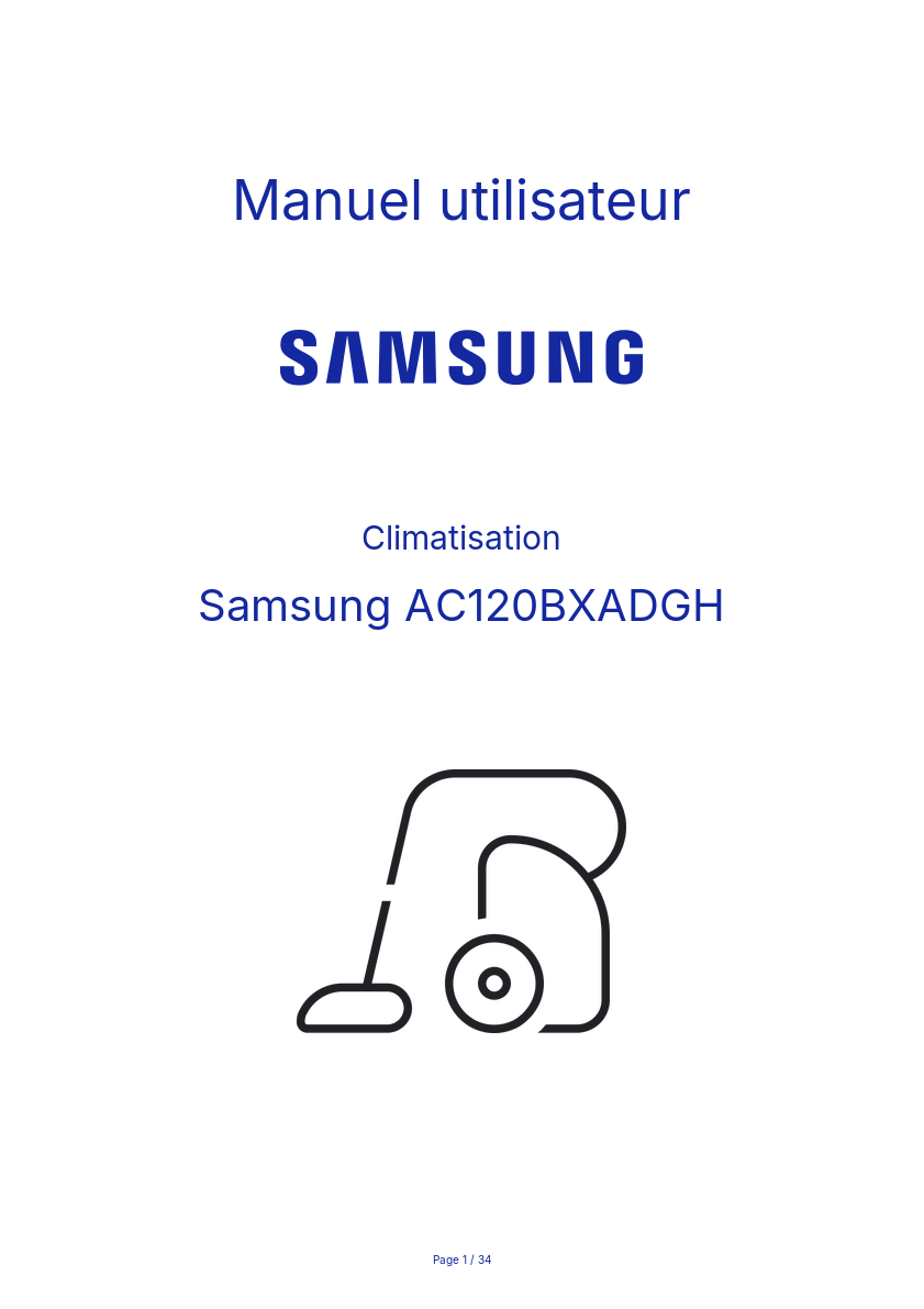 Image de la première page du manuel de l'appareil AC120BXADGH