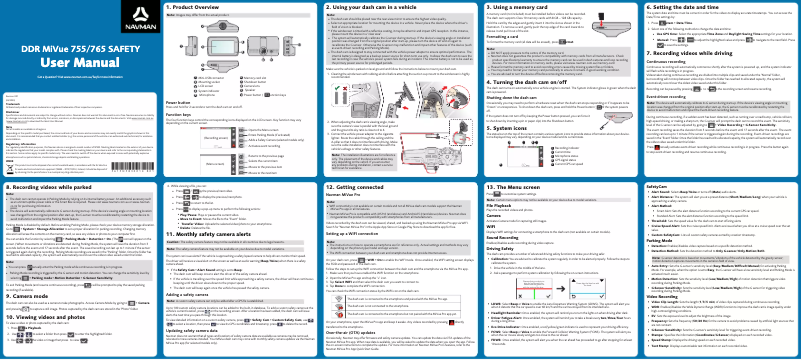 Image de la première page du manuel de l'appareil MiVue 755