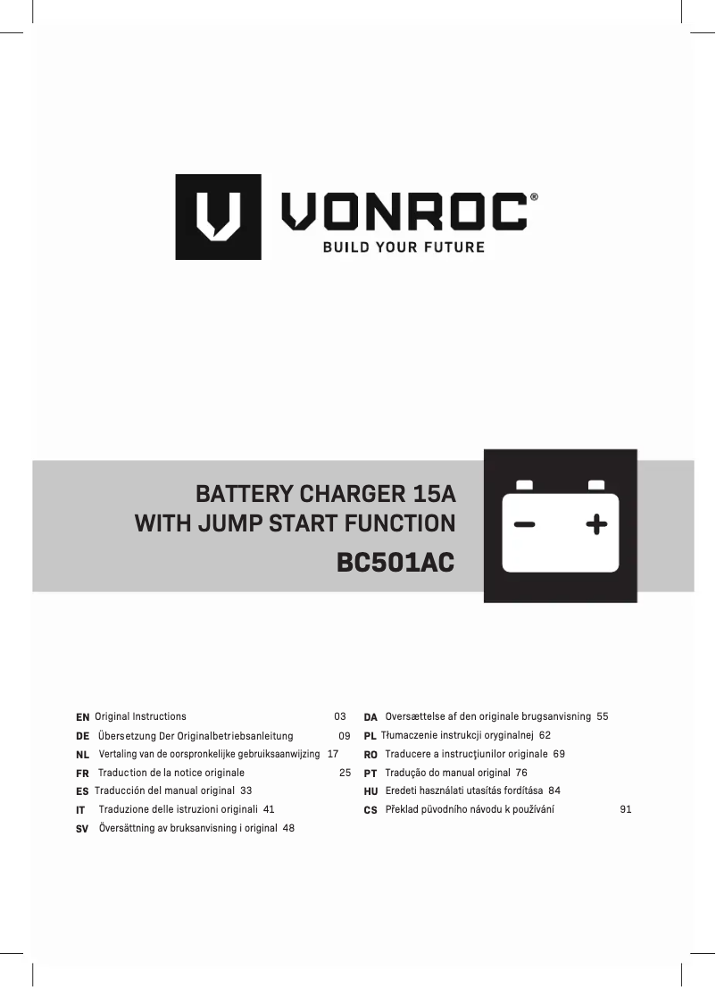 Page n°1 - Manuel utilisateur Vonroc BC501AC