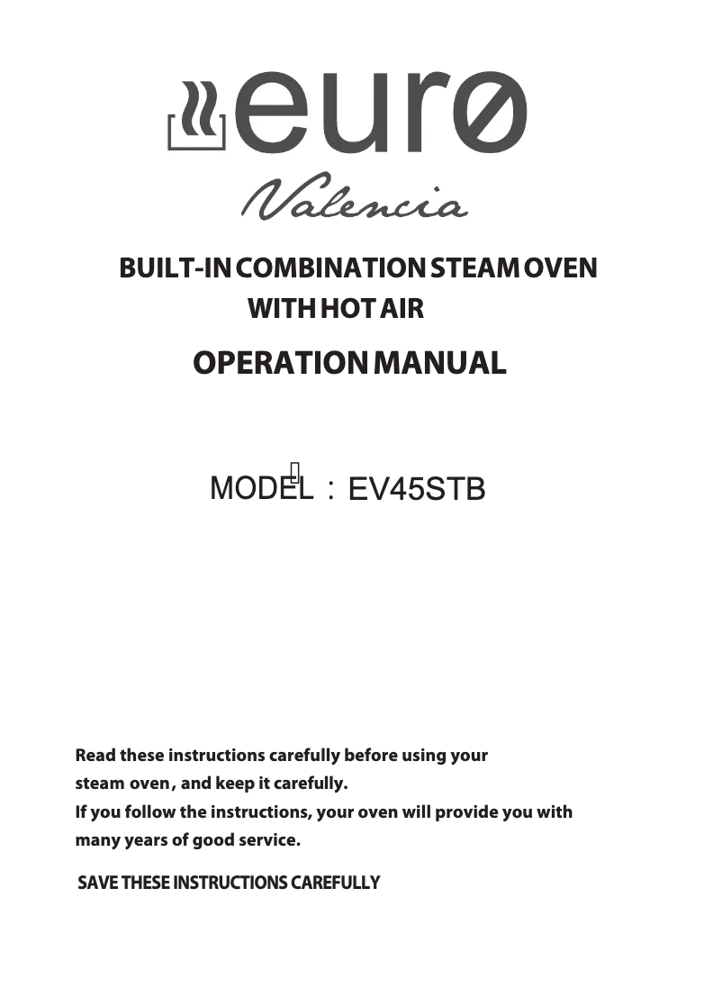 Page 1 de la notice Manuel utilisateur Euro Appliances EV45STB