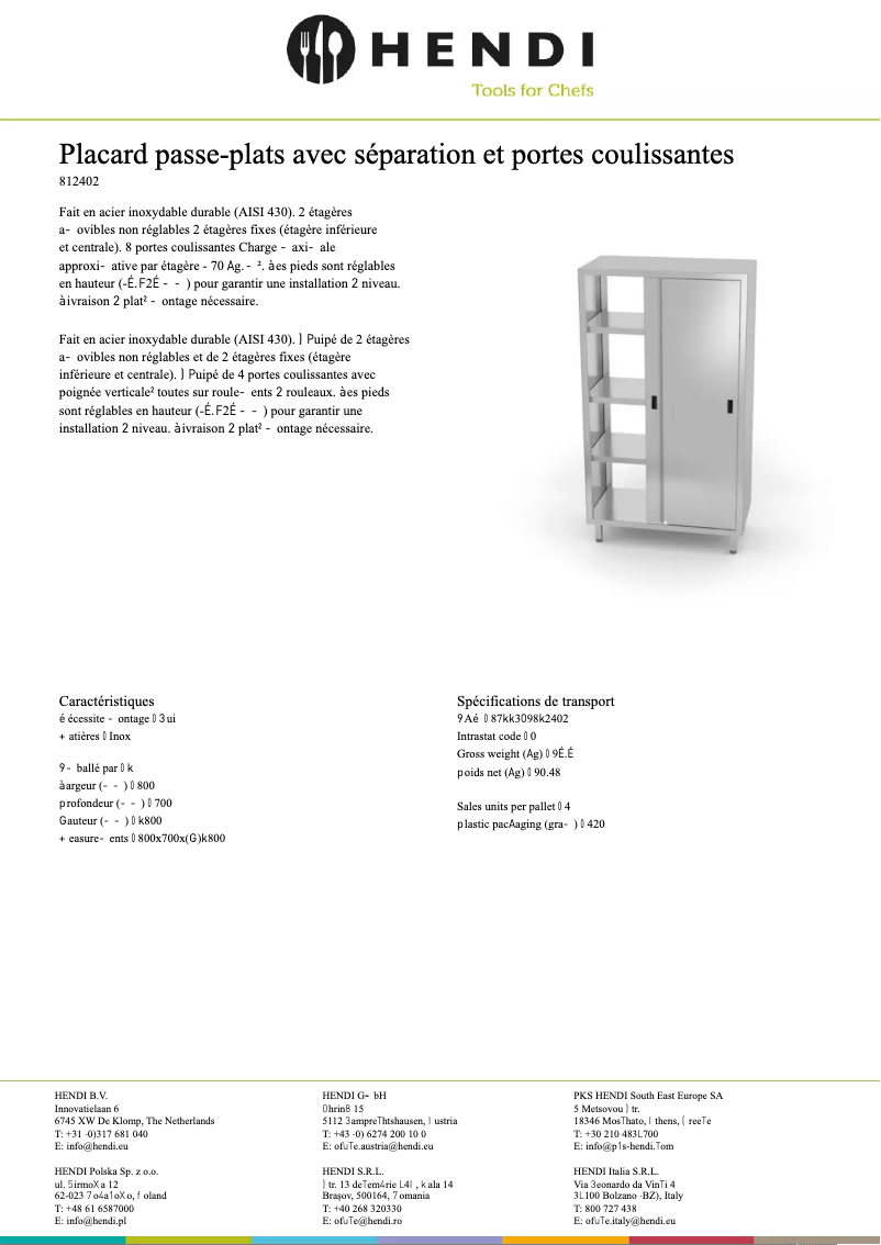 Page 1 de la notice Manuel utilisateur Hendi 812402