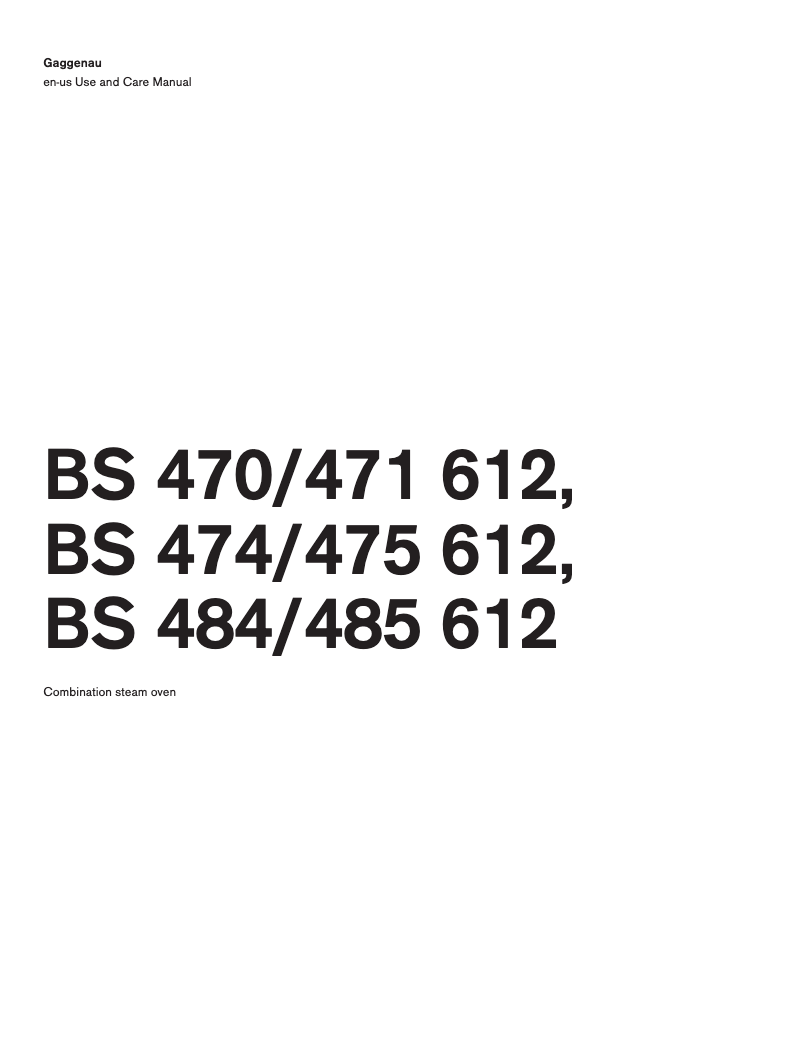 Page 1 de la notice Manuel d'utilisation et d'entretien Gaggenau BS474612