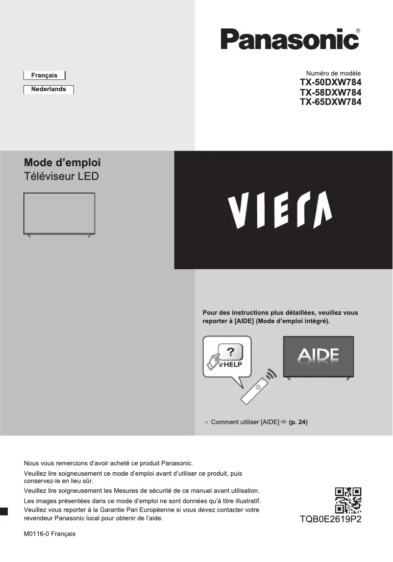 Imagen de la primera página del manual del dispositivo TX-50DXW784