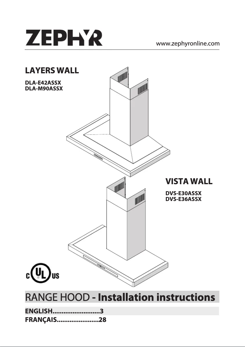 Page 1 de la notice Guide d'installation Zephyr DVS-E36ASSX