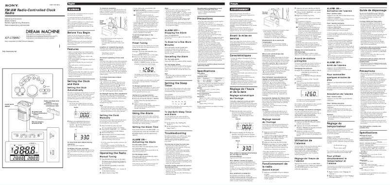 Page n°1 - Manuel utilisateur Sony ICF-C795RC