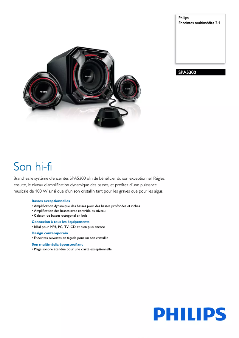 Image de la première page du manuel de l'appareil SPA5300