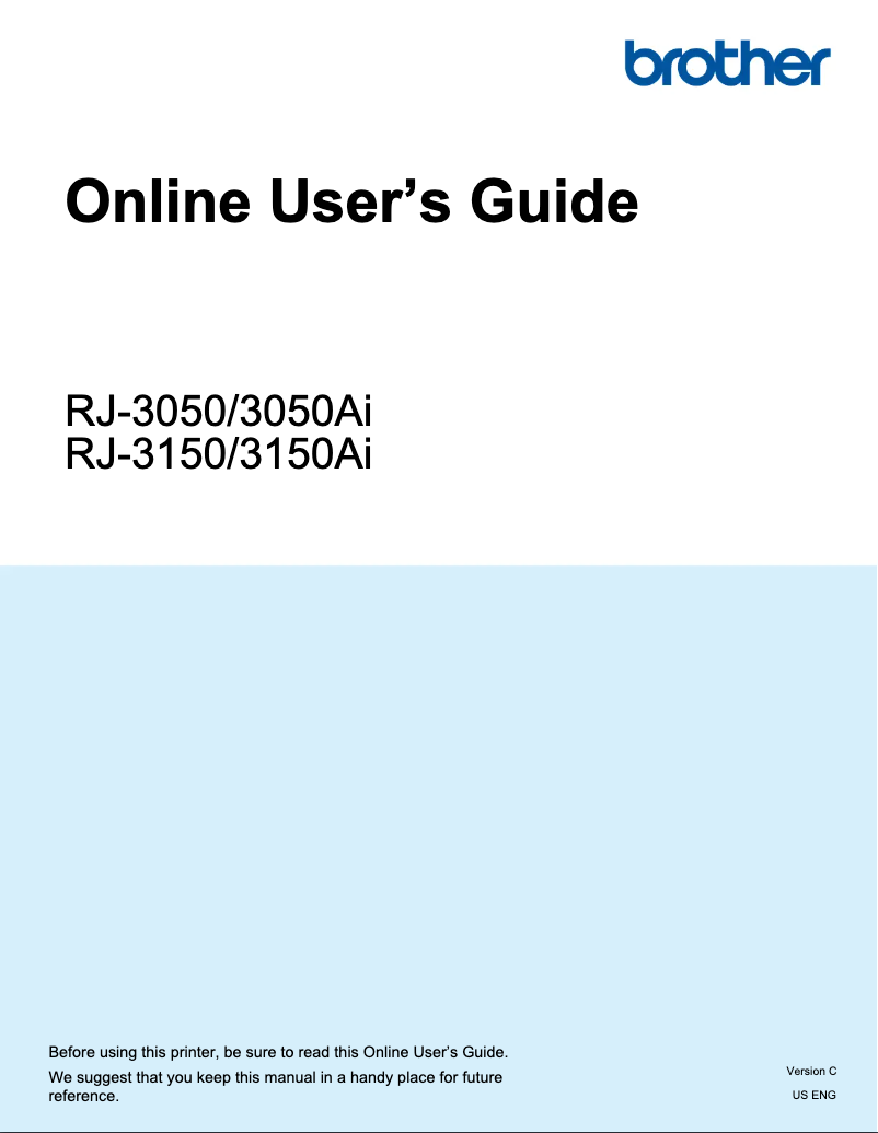 Page n°1 - Manuel utilisateur Brother RJ-3150