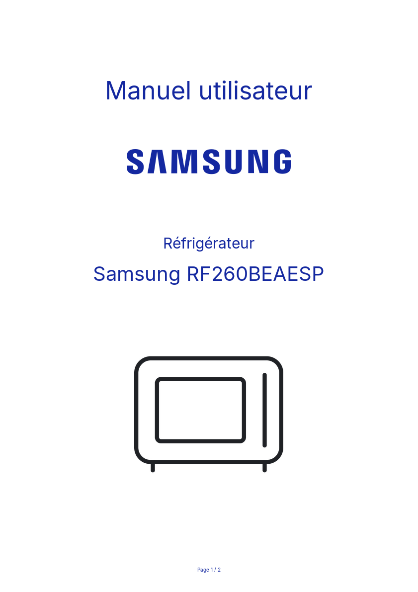 Page n°1 - Manuel utilisateur Samsung RF260BEAESP