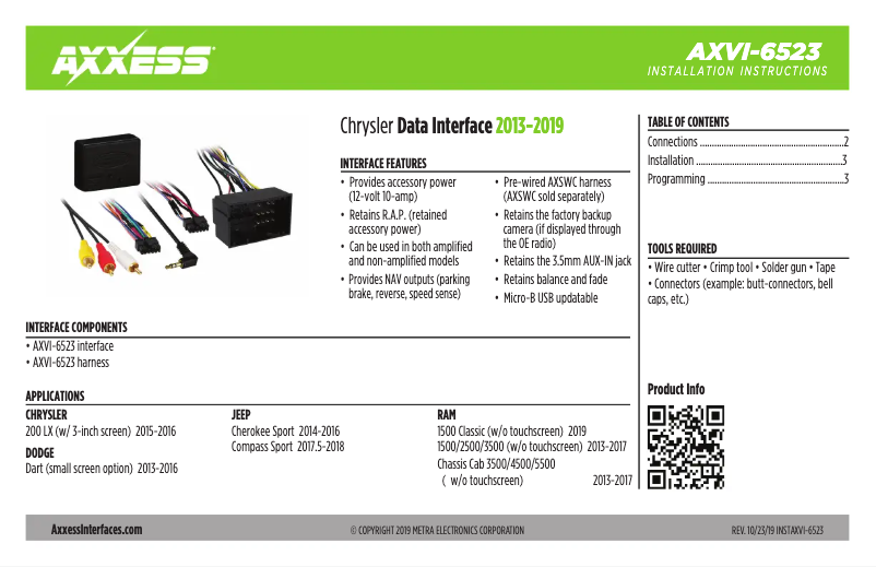 Page 1 de la notice Manuel utilisateur AXESS AXVI-6523