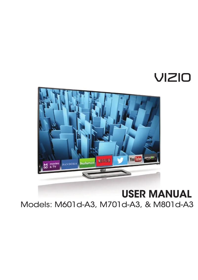 Page 1 de la notice Manuel utilisateur VIZIO M801D-A3