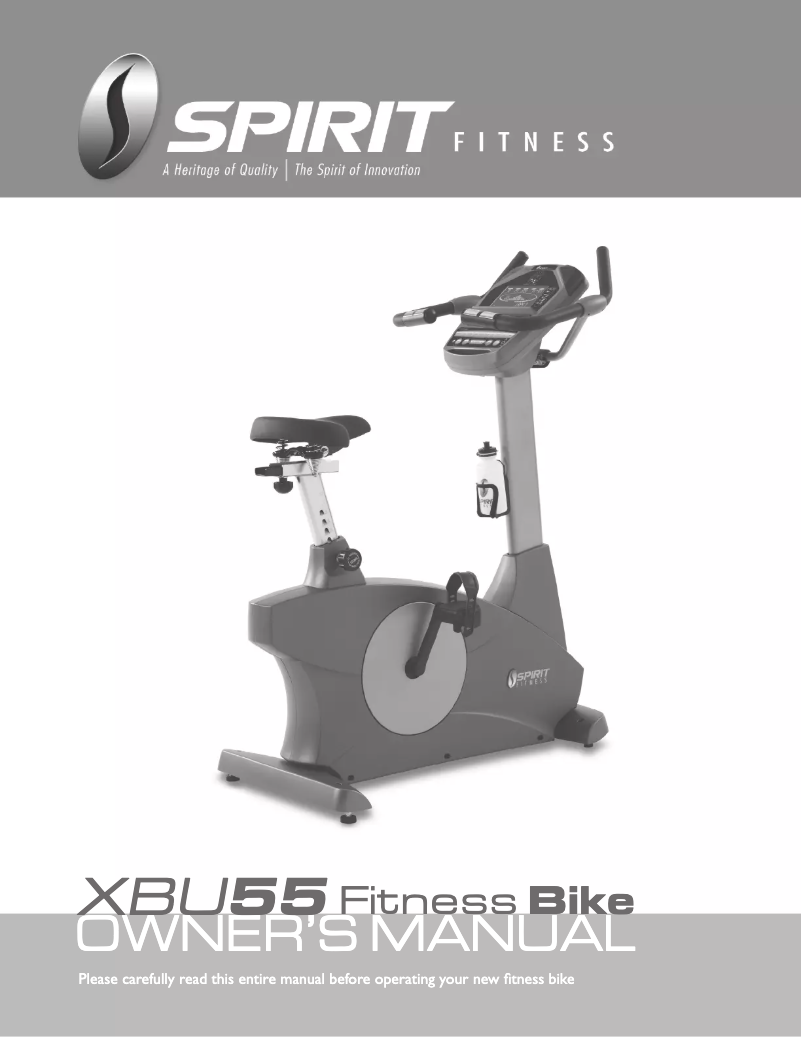 Page 1 de la notice Manuel utilisateur Spirit XBU55 Fitness Bike