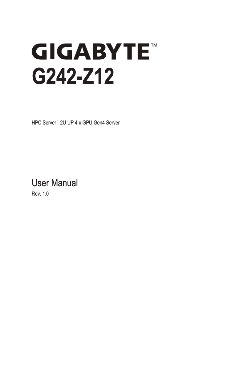 Page 1 de la notice Manuel utilisateur Gigabyte G242-Z12