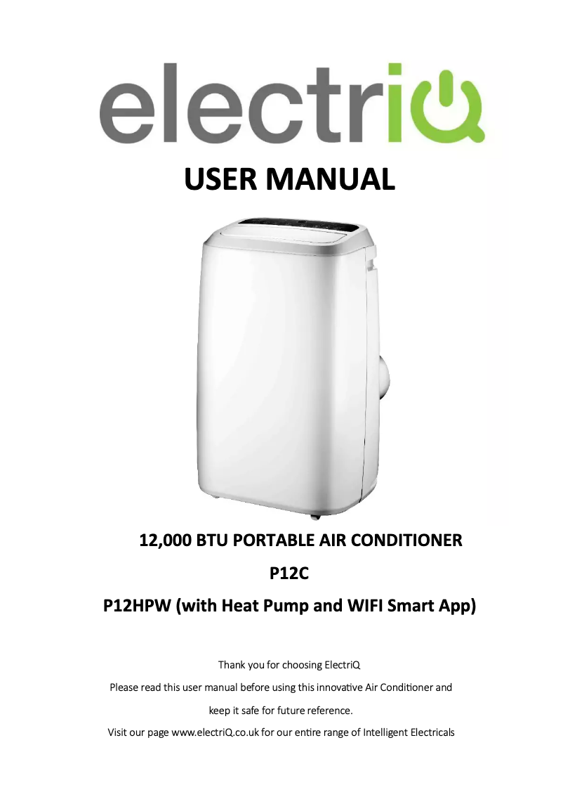 Page 1 de la notice Manuel utilisateur ElectriQ P12C