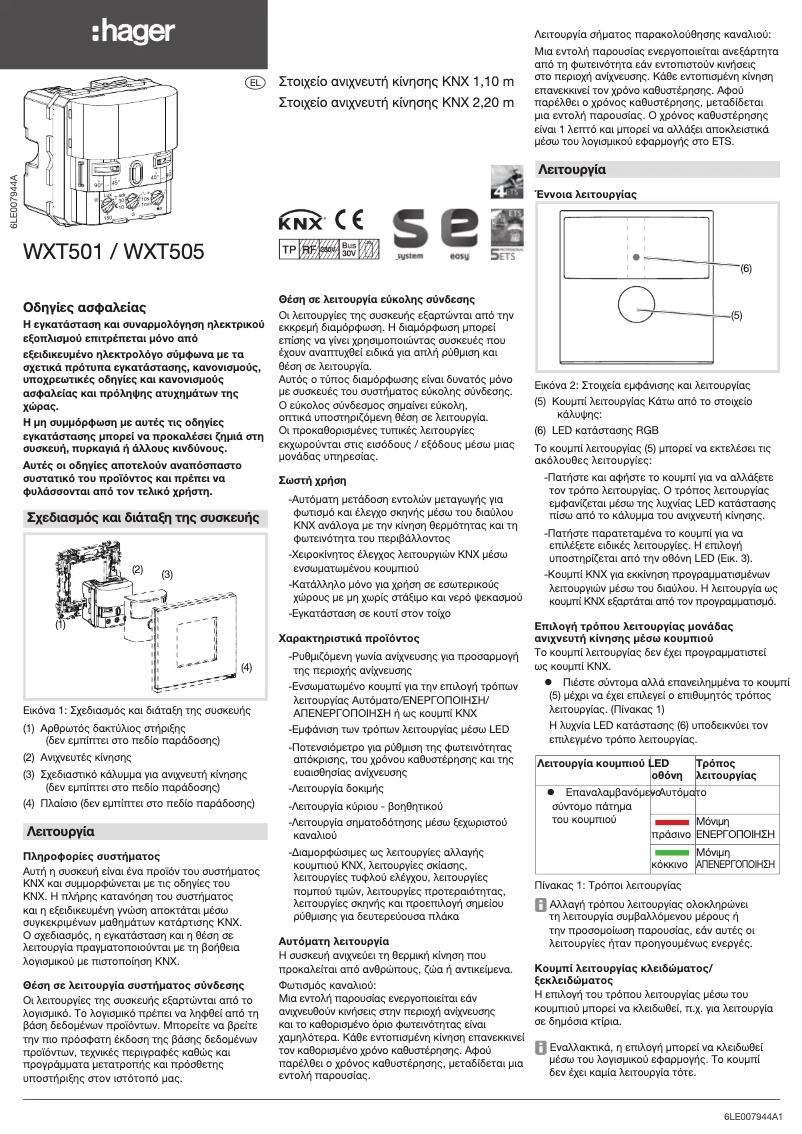 Page 1 de la notice Manuel utilisateur Hager WXT505