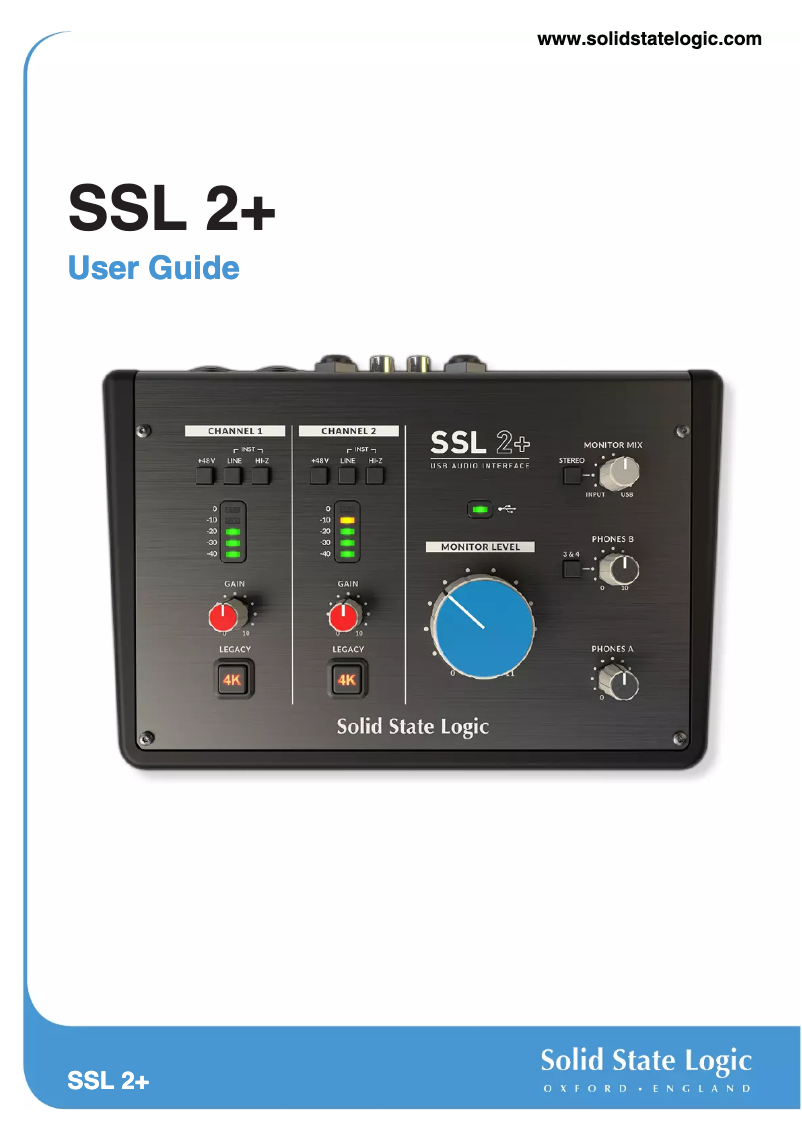 Page 1 de la notice Manuel utilisateur Solid State Logic SSL 2+