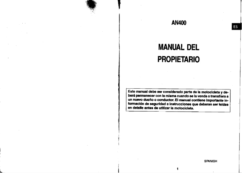 Page 1 de la notice Manuel utilisateur Suzuki AN400 (2003)