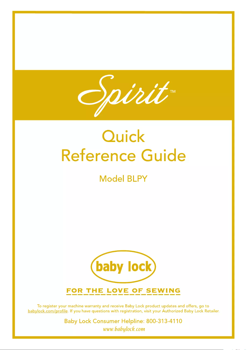 Page 1 de la notice Manuel utilisateur Baby Lock Spirit BLPY