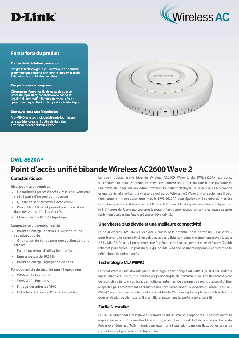 Image de la première page du manuel de l'appareil DWL-8620AP
