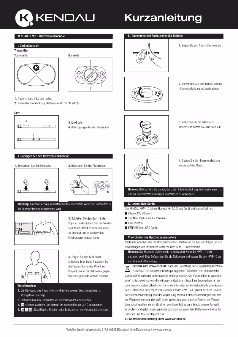 Page 1 de la notice Manuel utilisateur Kendau HFM-10