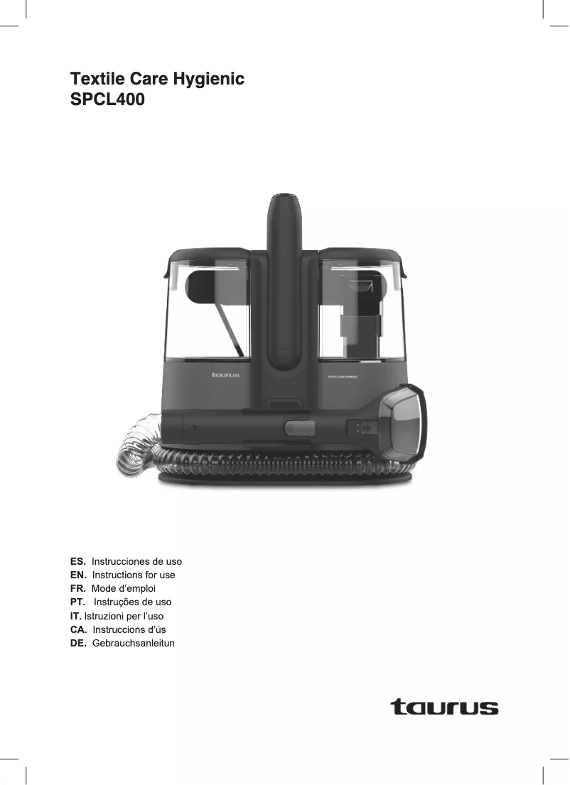 Page 1 de la notice Manuel utilisateur Taurus Textile Care Hygienic SPCL400