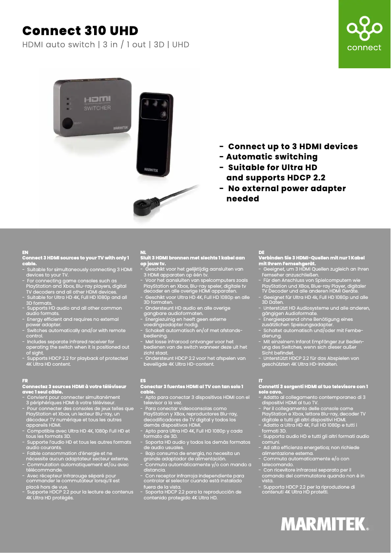 Image de la première page du manuel de l'appareil Connect 310 UHD