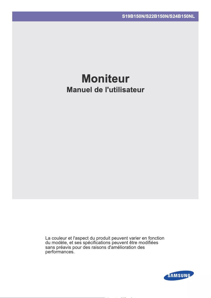 Page 1 de la notice Manuel utilisateur Samsung SyncMaster S19B150N