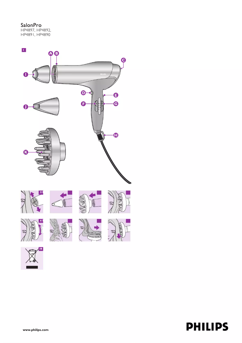 Página 1 del manual Manual de usuario Philips SalonDry Pro HP4890