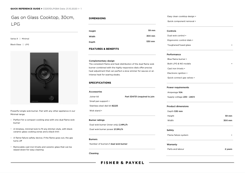 Image de la première page du manuel de l'appareil CG301DLPGB4