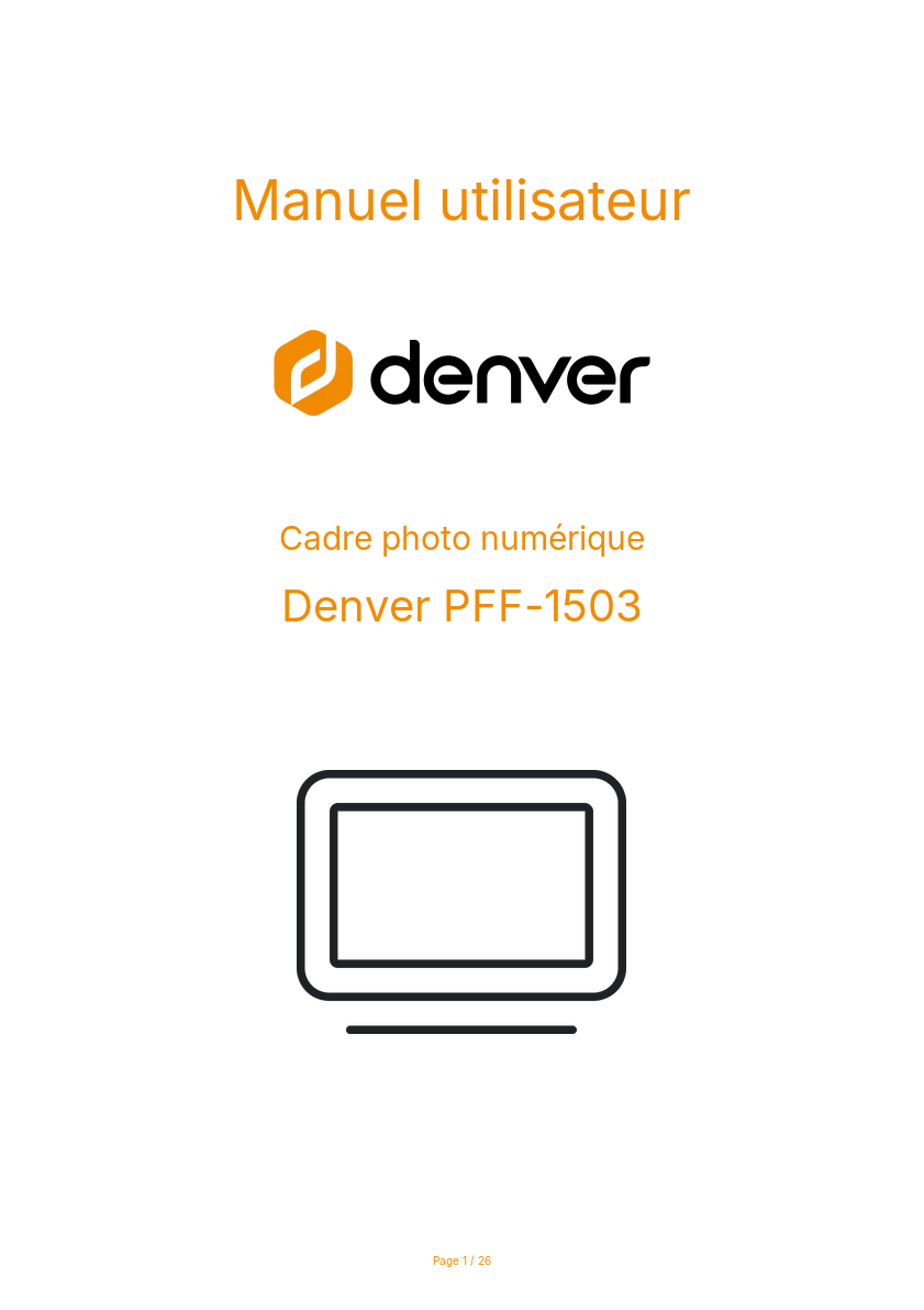 Page n°1 - Manuel utilisateur Denver PFF-1503