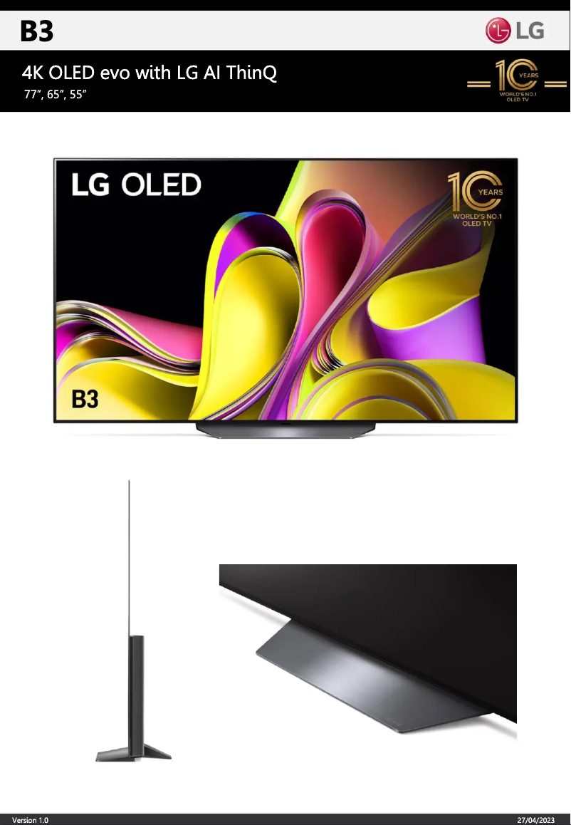 Page 1 de la notice Manuel utilisateur LG OLED77B3PSA