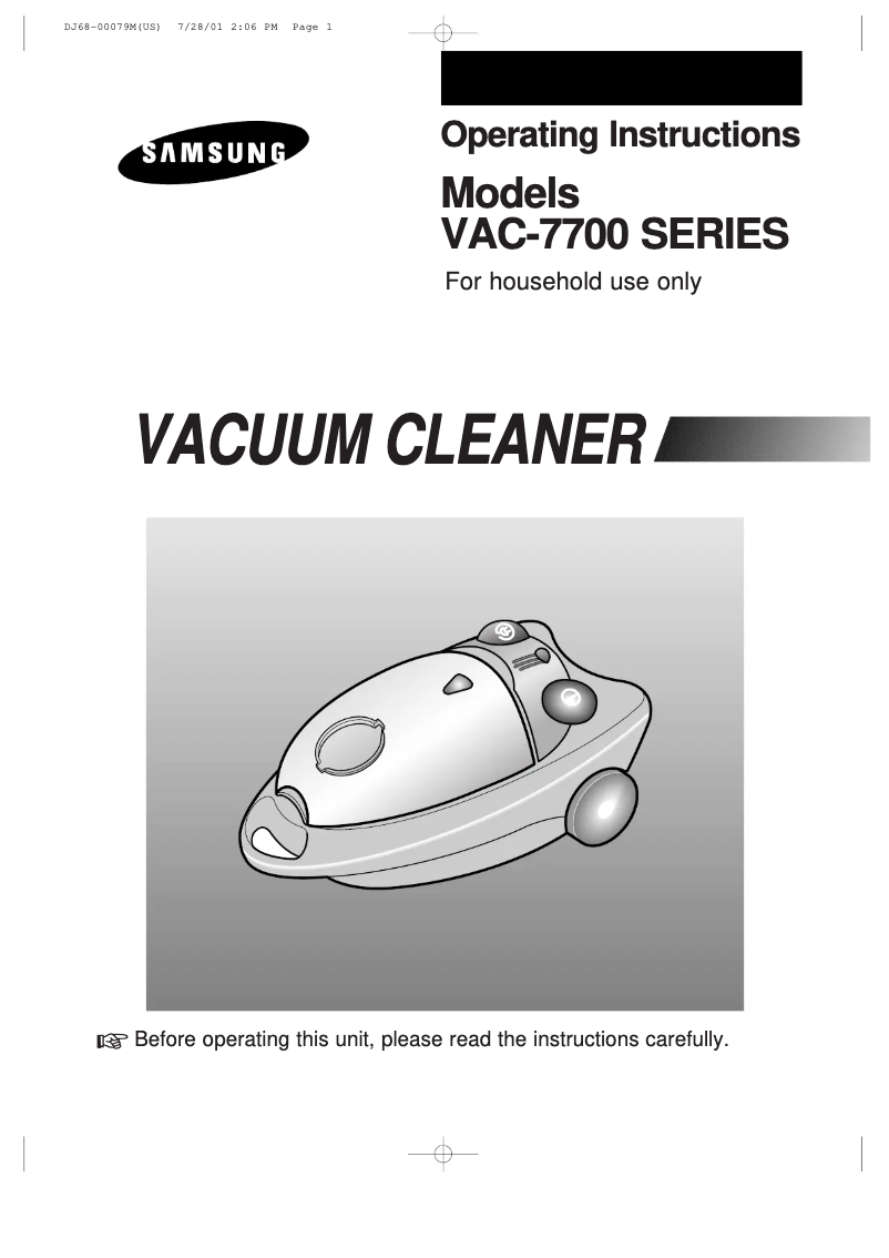 Page 1 de la notice Manuel utilisateur Samsung VAC-7713SP