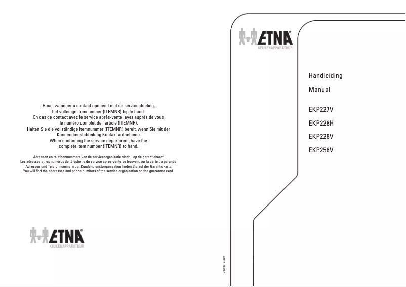 Page 1 de la notice Manuel utilisateur Etna EKP228V