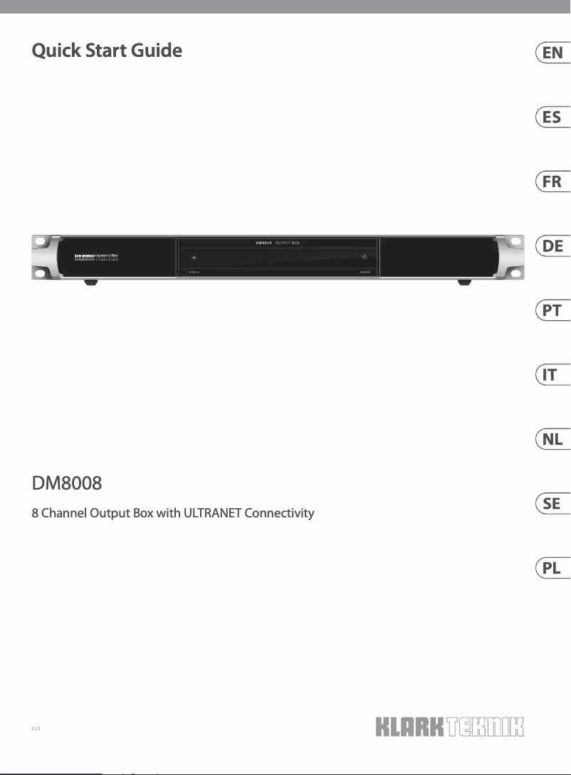 Page 1 de la notice Guide de démarrage rapide Klark Teknik DM8008