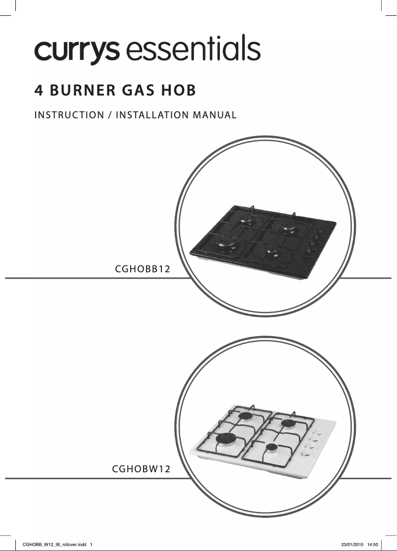 Page 1 de la notice Manuel utilisateur Currys Essentials CGHOBW12